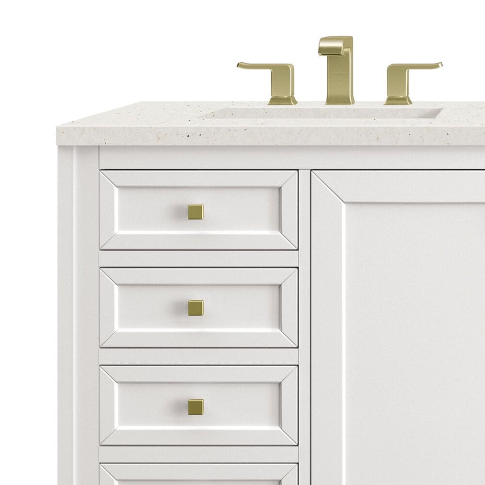 James Martin Vanities Chicago 60&quot; Double Bathroom Vanity in Glossy White with 3 cm Lime Delight Quartz Top and Rectangular Sinks, , large
