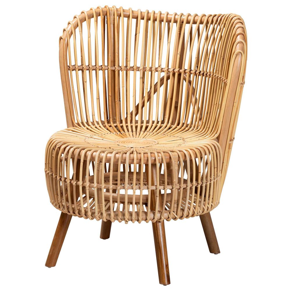 Baxton Studio Nagoya Wide Seat Lounge Chair in Natural Brown, , large