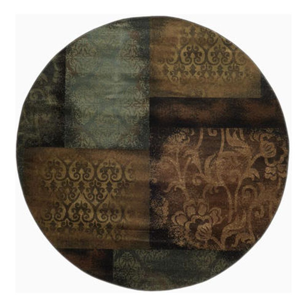 Oriental Weavers Hudson 4878B 7"8" Round Blue/Brown Area Rug, , large