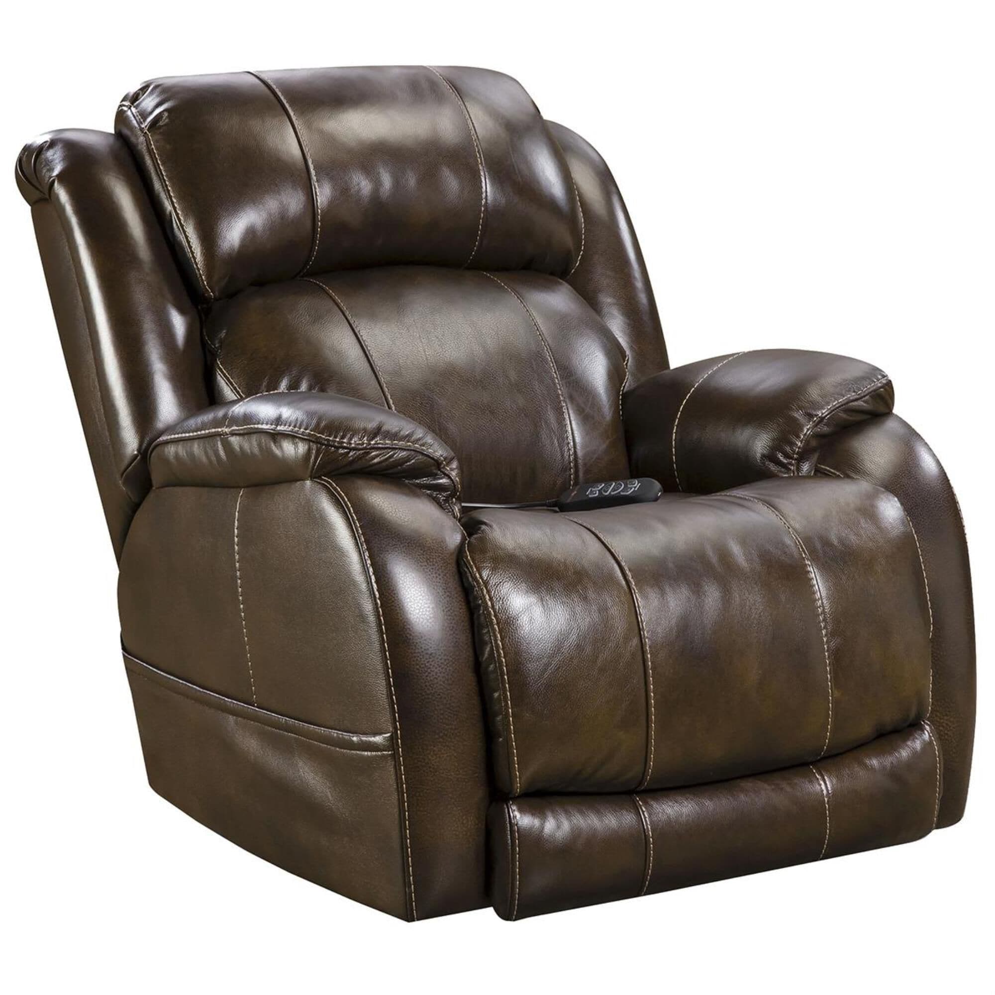 HomeStretch Palmer Leather Power Recliner with Headrest and Lumbar