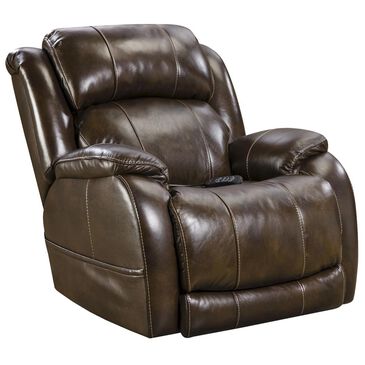 HomeStretch Palmer Leather Power Recliner with Headrest and Lumbar in Walnut, , large