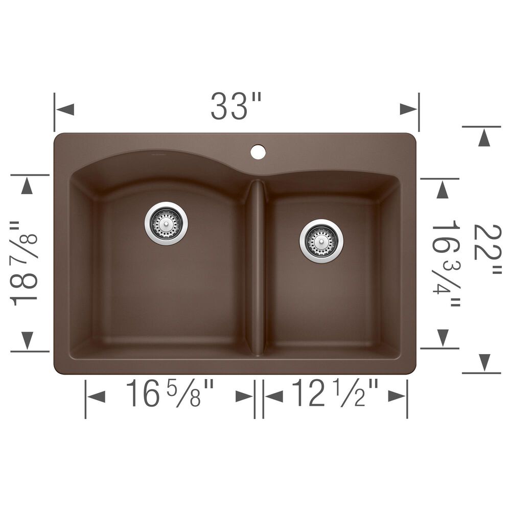 Blanco Diamond 33&quot; 60/40 Double Bowl Dual Mount Kitchen Sink in Cafe, , large