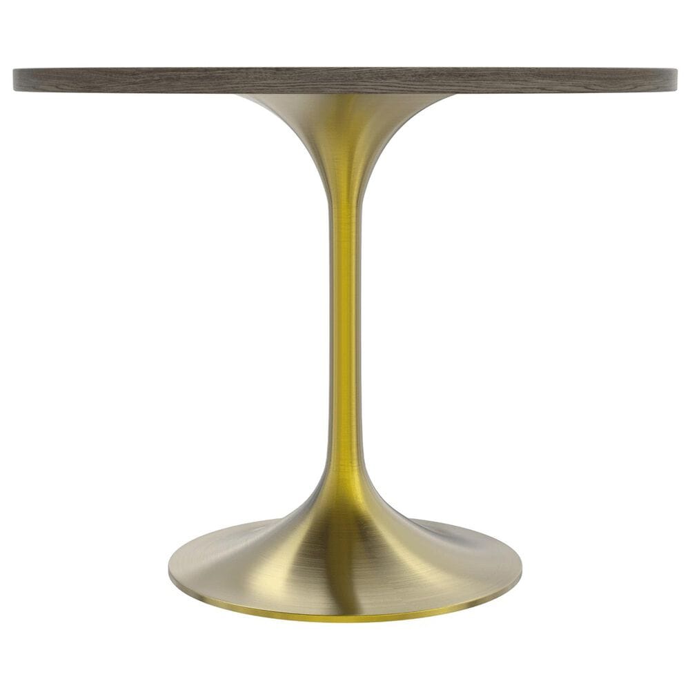 Leisuremod LeisureMod Verve Collection 36 Round Dining Table, Brushed Gold Base with Dark Maple MDF Top, , large
