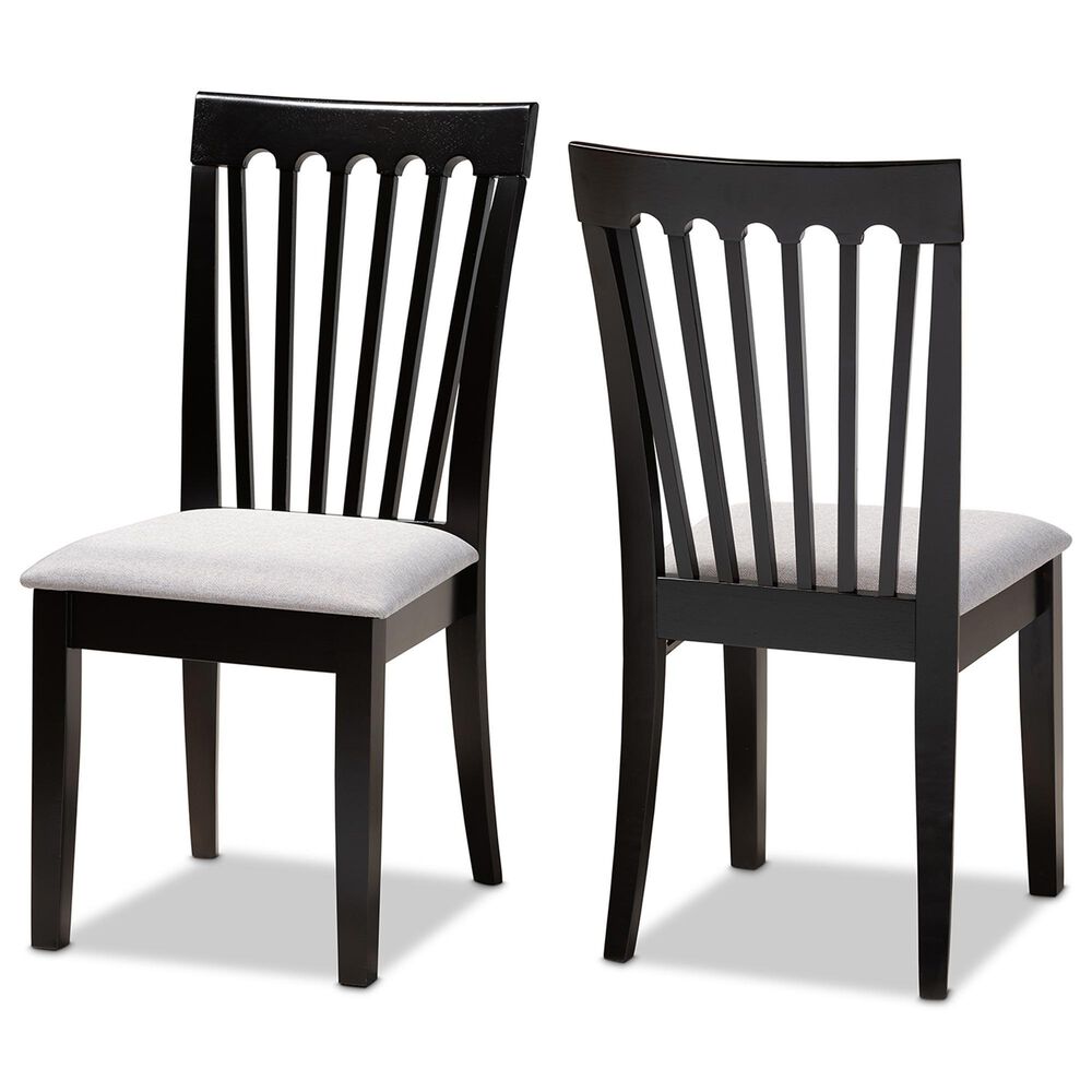 Baxton Studio Minette Side Chair with Grey Cushion in Espresso Brown (Set of 2), , large