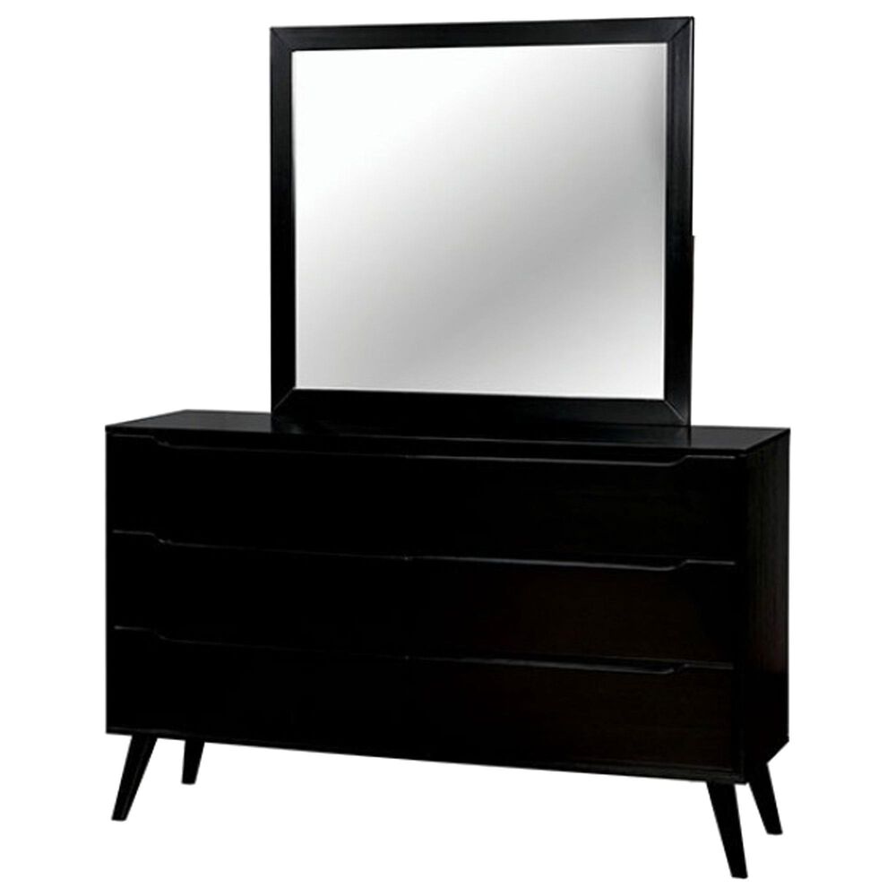 Furniture of America Lennart 6-Drawer Dresser and Rectangular Mirror in Black, , large