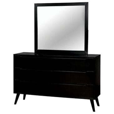 Furniture of America Lennart 6-Drawer Dresser and Rectangular Mirror in Black, , large