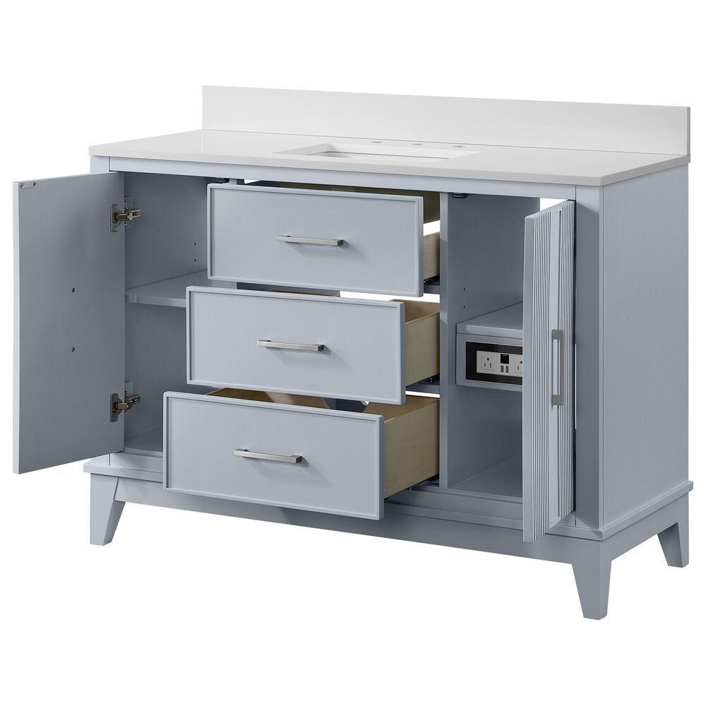 37B Fenwick 48" Single Bathroom Vanity in Soft Blue with Glossy White Composite Stone Top and Backsplash, , large