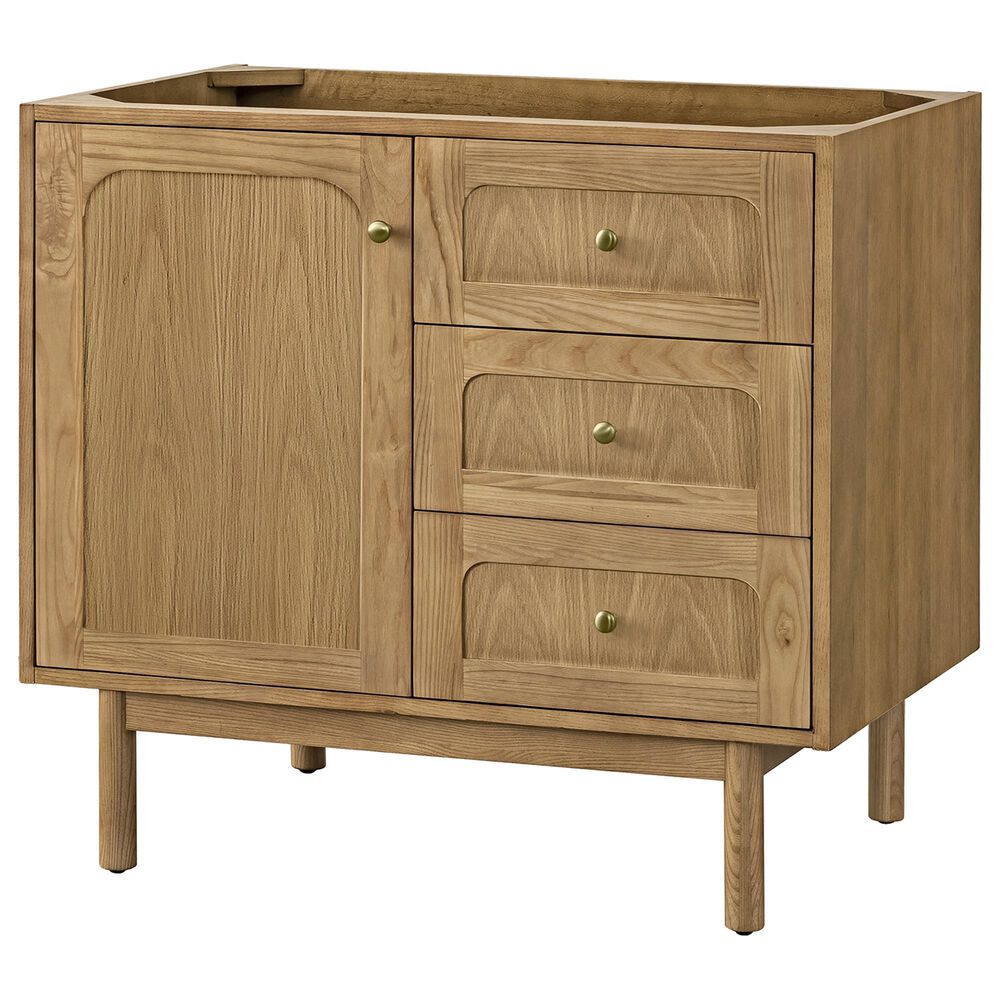 James Martin Vanities Laurent 36" Single Bathroom Vanity in Light Natural Oak with 3 cm Victorian Silver Quartz Top and Rectangular Sink, , large