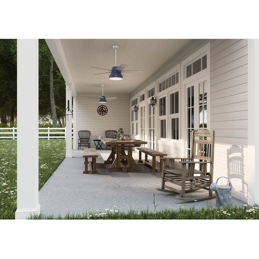 Hunter Mill Valley 52&quot; Outdoor Ceiling Fan with Light in Indigo Blue, , large