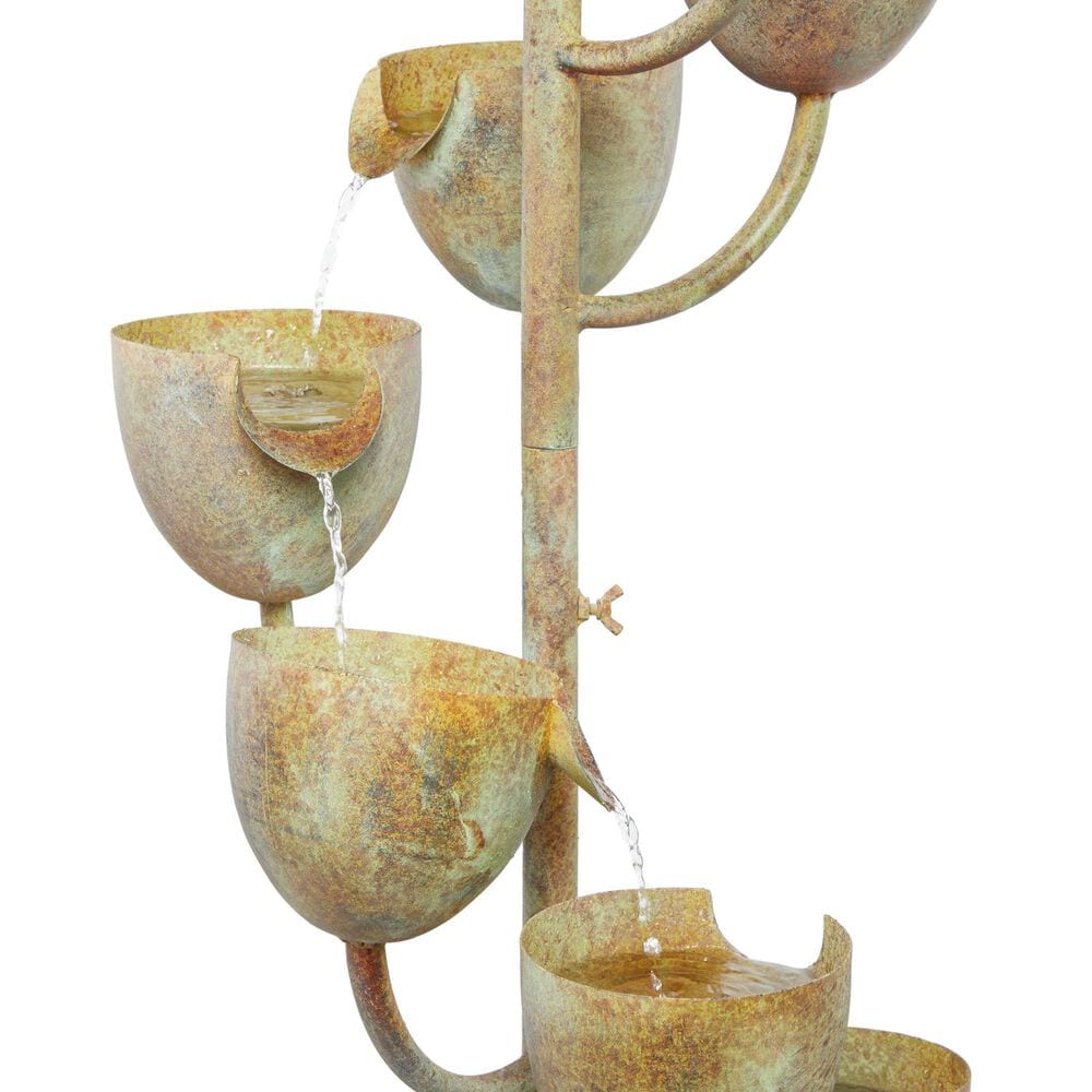 Maple and Jade Indoor/Outdoor Fountain with Cascading Cups in Weathered Copper and Gray, , large