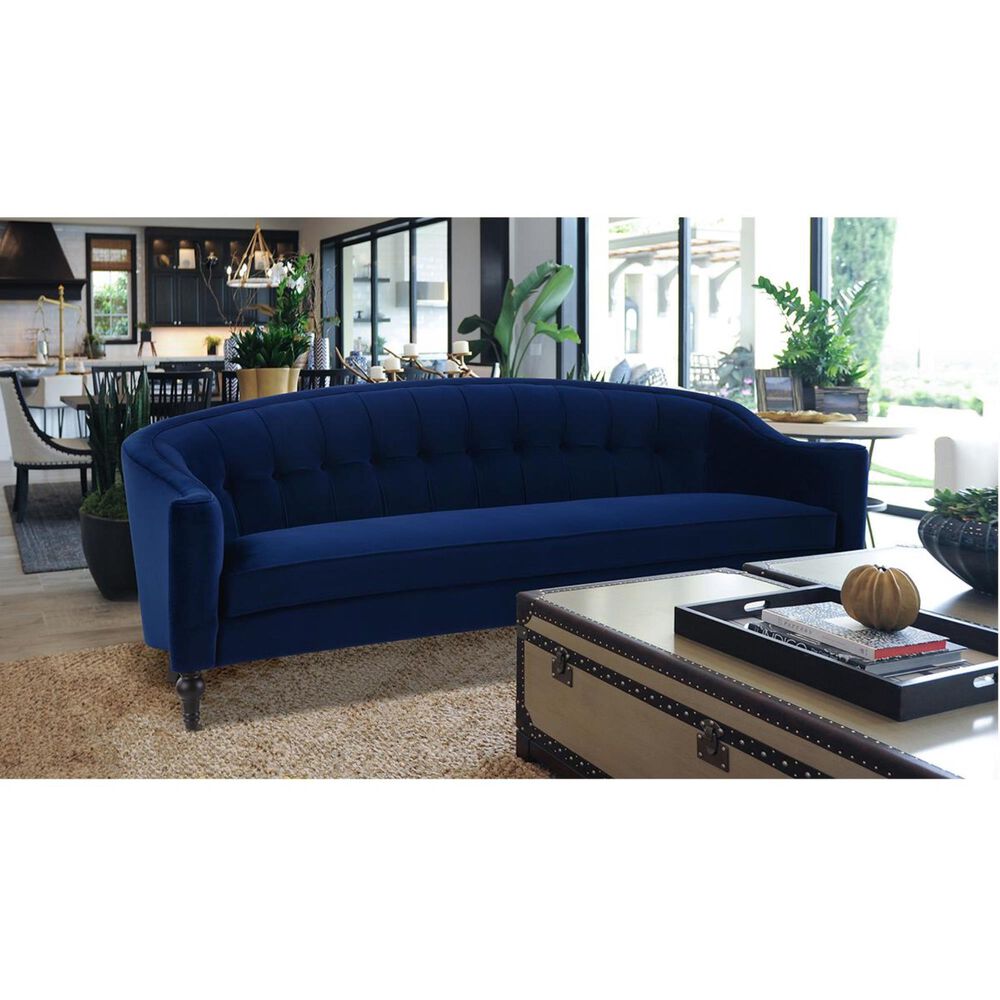 Jennifer Taylor Home Stewart Modern ButtonTufted Curved Sofa in Navy