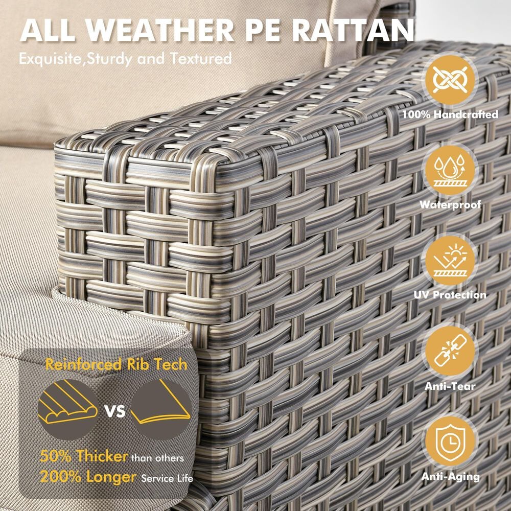 HOMLUX 9-Piece Modular Patio Conversation Set in Beige, , large