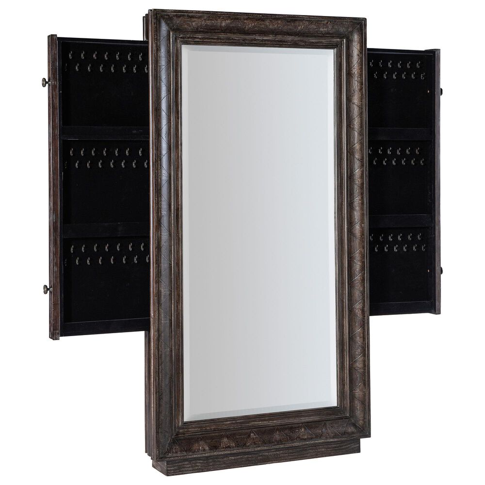 Hooker Furniture Traditions Floor Mirror with Hidden Jewelry Storage in Rich Brown and Grey, , large