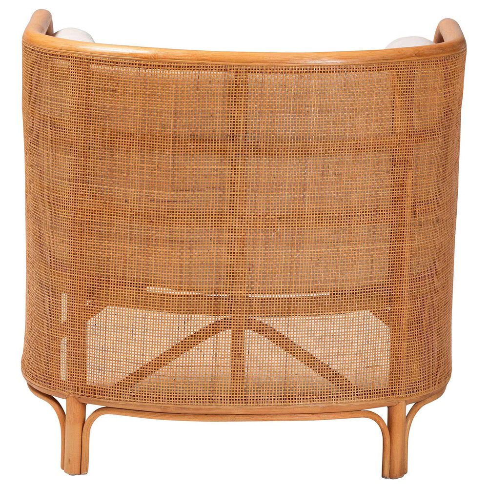 Baxton Studio Bandung Accent Chair with Light Honey Rattan in White, , large