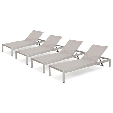 Noble House Miller Patio Chaise Lounge in Grey (Set of 4), , large