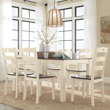 Signature Design by Ashley Woodanville 7-Piece Dining Table Set in Cream and Brown, , large
