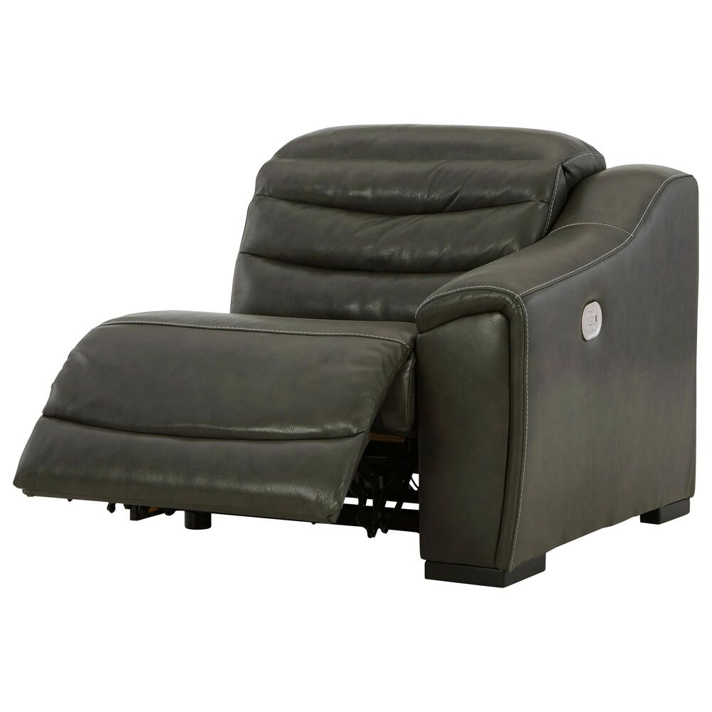 Ashley Center Line 2-Piece Power Symmetrical Reclining Sectional Loveseat in Dark Gray, , large
