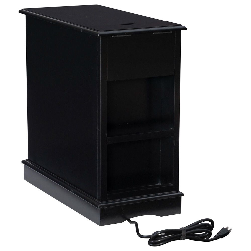 Linon Home Decor Barron Accent Table with USB Charging Station in Black, , large