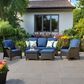 HOMLUX 5-Piece Patio Furniture Set with Chairs and Ottomans, High Back Outdoor Sofa Set, Brown Rattan in Denim Blue, , large