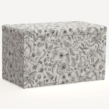 Rifle Paper Co Crafted by Cloth and Company Willie Storage Bench in Aviary Black/Cream, , large