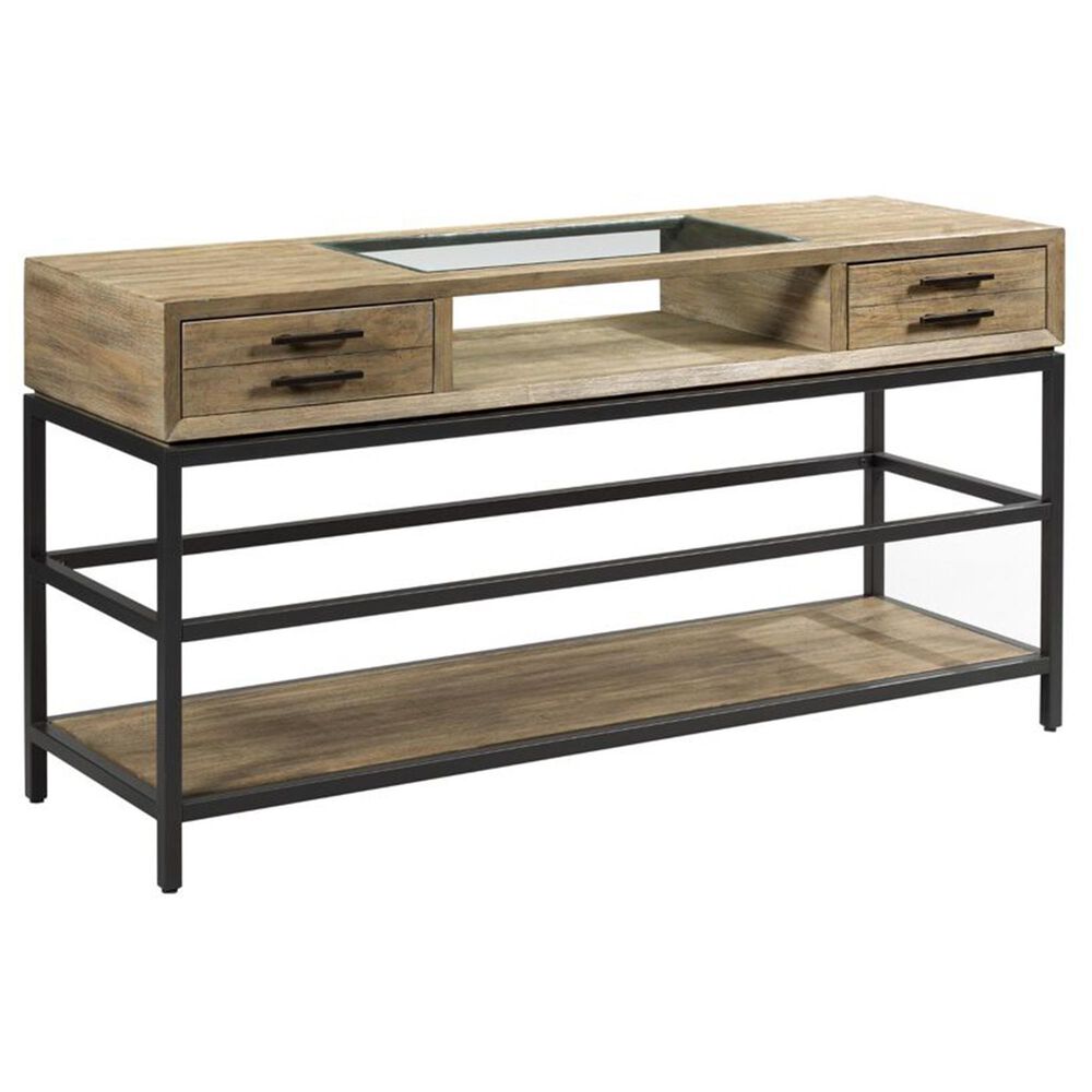 American Drew Jefferson Sofa Table in Beige with Natural Wax Finish, , large