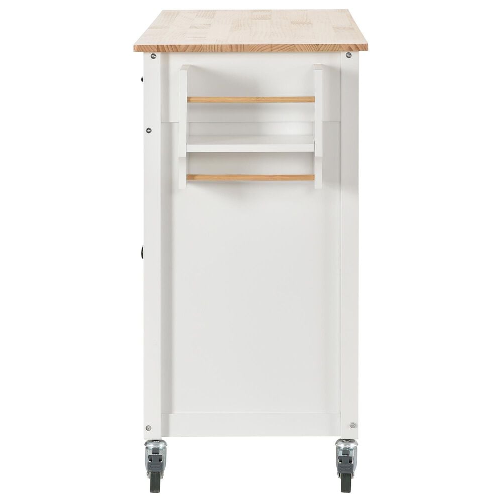 HOMLUX 54" Kitchen Island Cart with Solid Wood Top and Locking Wheels in White, , large