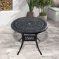 Hearth and Haven Outdoor Aluminum Dining Table with Umbrella Hole and Anti-Slip Foot Pad, Black, , large
