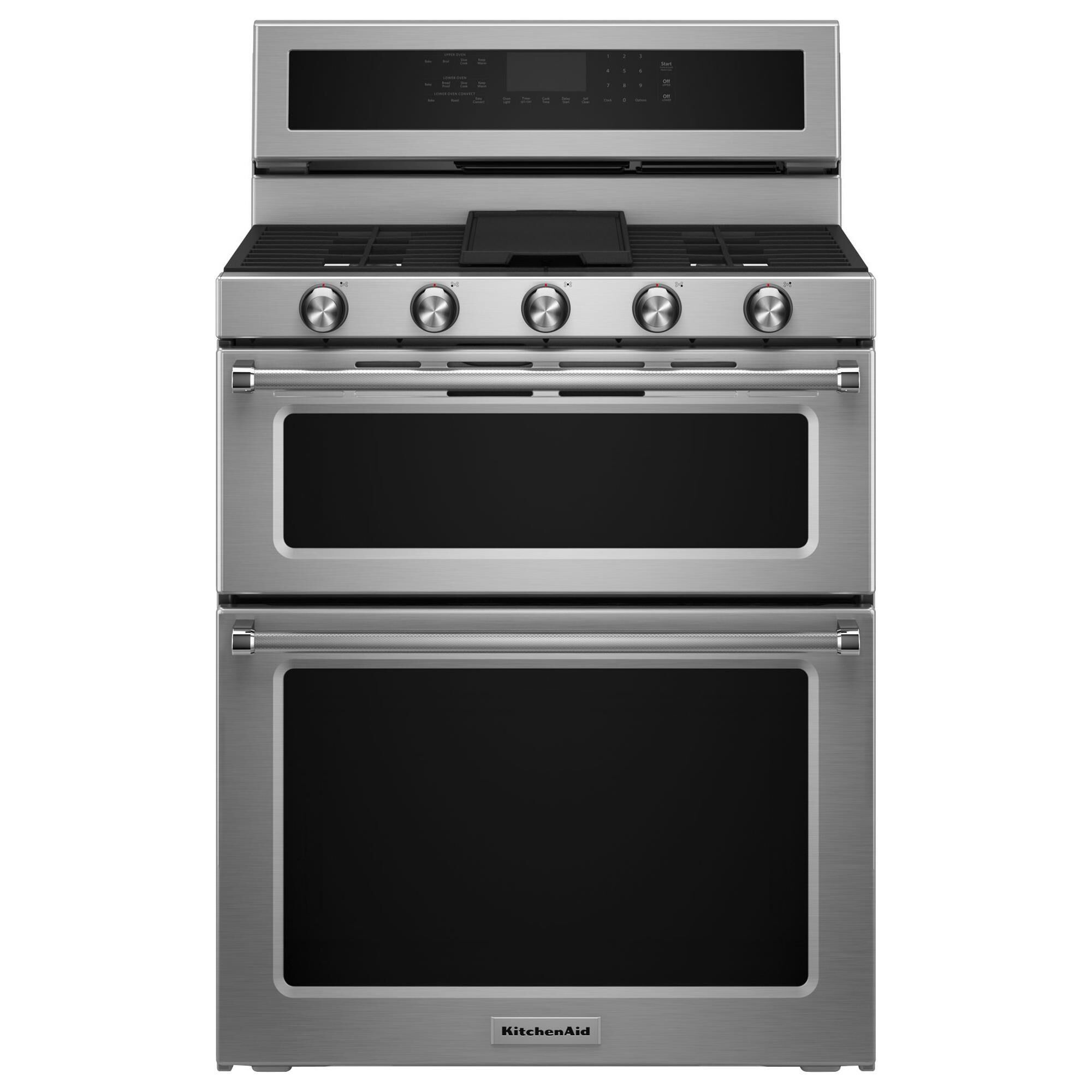 kitchenaid double oven range white