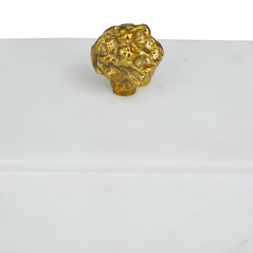 Maple and Jade 3-Piece Decorative Box Set with Finial in Polished White and Metallic Gold, , large