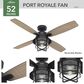 Hunter Port Royale 52" Ceiling Fan with Light in Natural Iron, , large