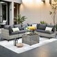 HOMLUX 7-Piece Patio Conversation Set in Black, , large
