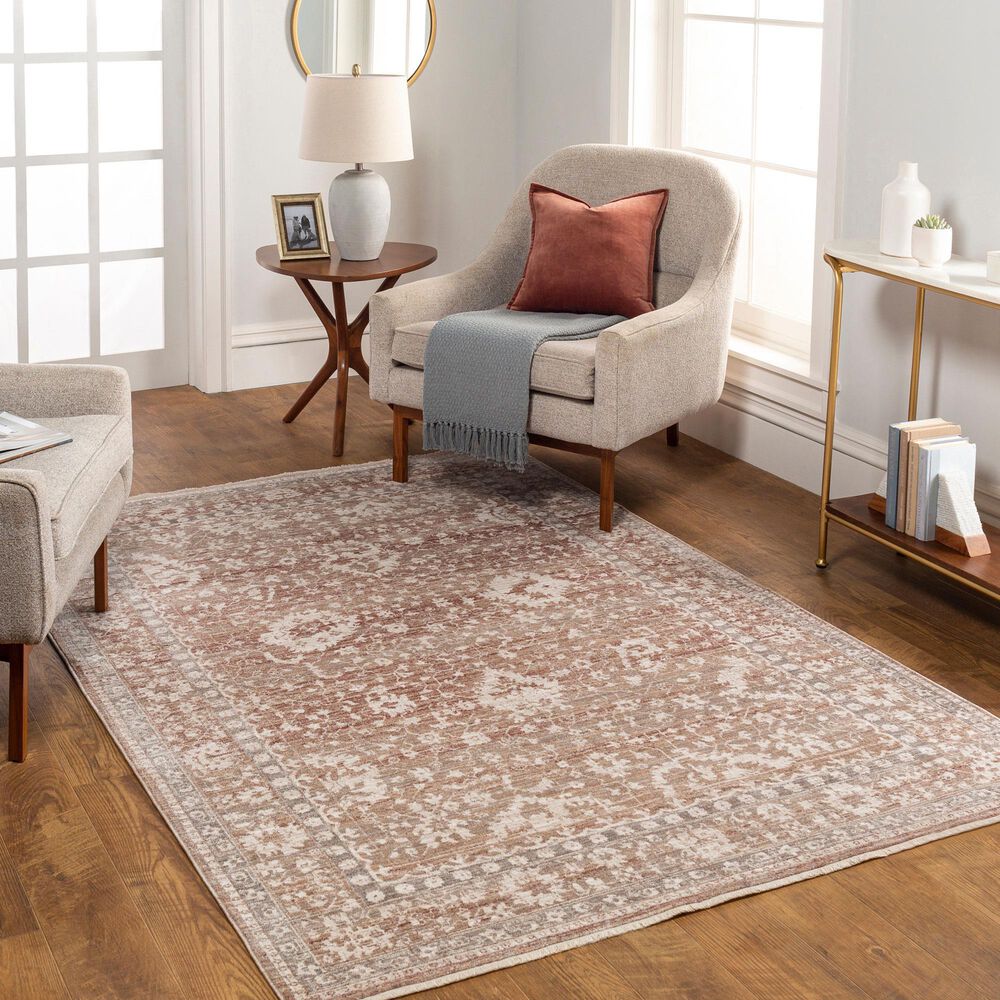 Surya Carlisle 5&#39;3&quot; x 7&#39;9&quot; Dusty Pink, Ivory, Pale Blue, Sage, Olive and Medium Brown Area Rug, , large