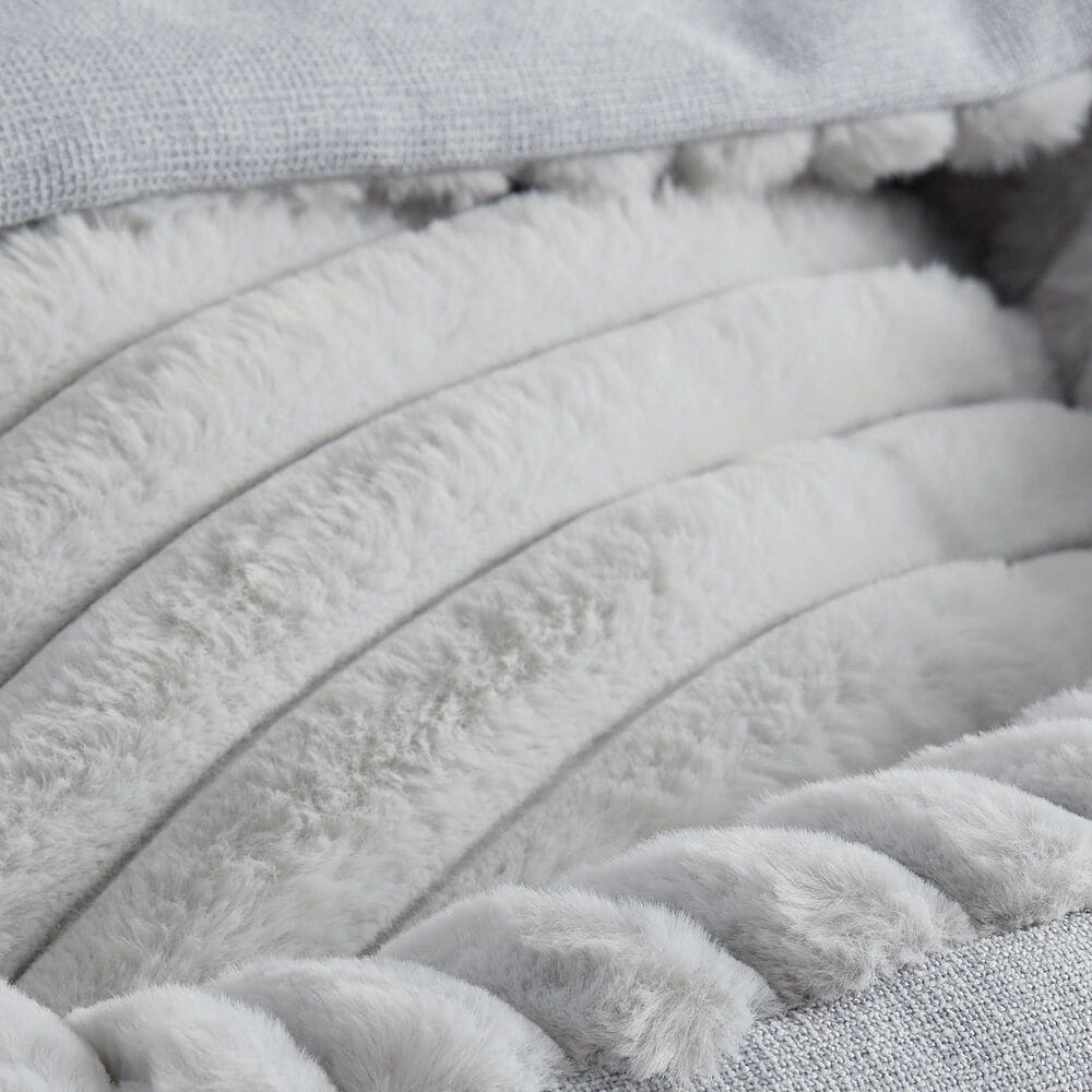 Hallmart Collectibles Hooded Large Round Cuddler Pet Bed in Gray, , large