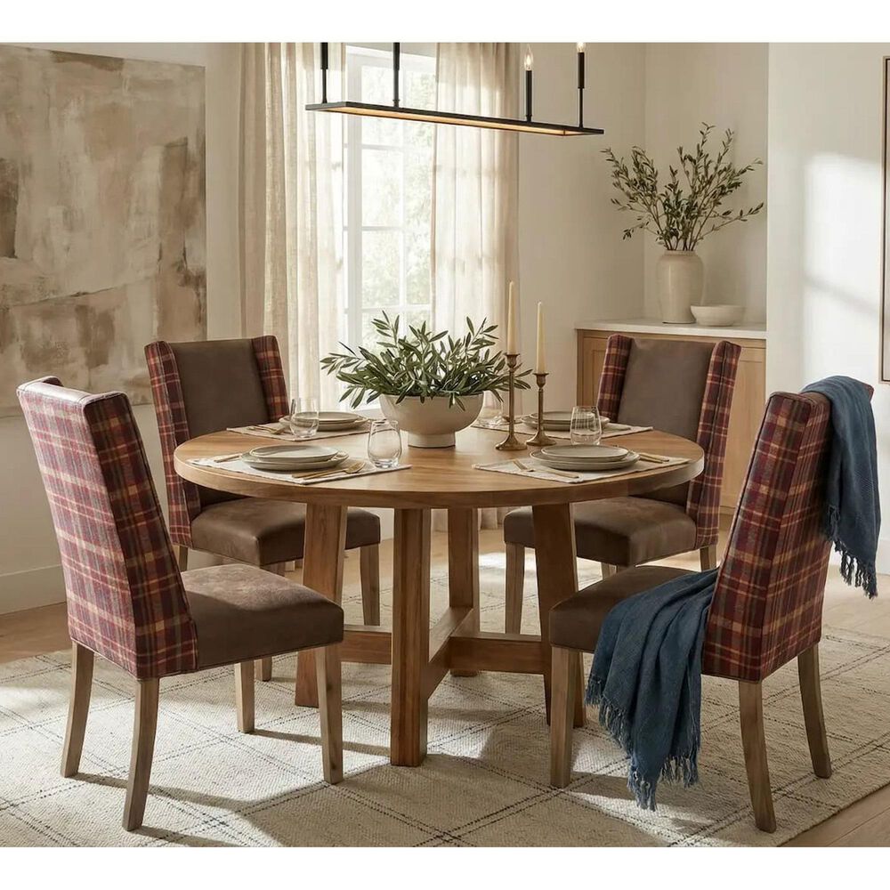 Arista Wood Fulton 5-Piece Round Dining Set in Brown, , large