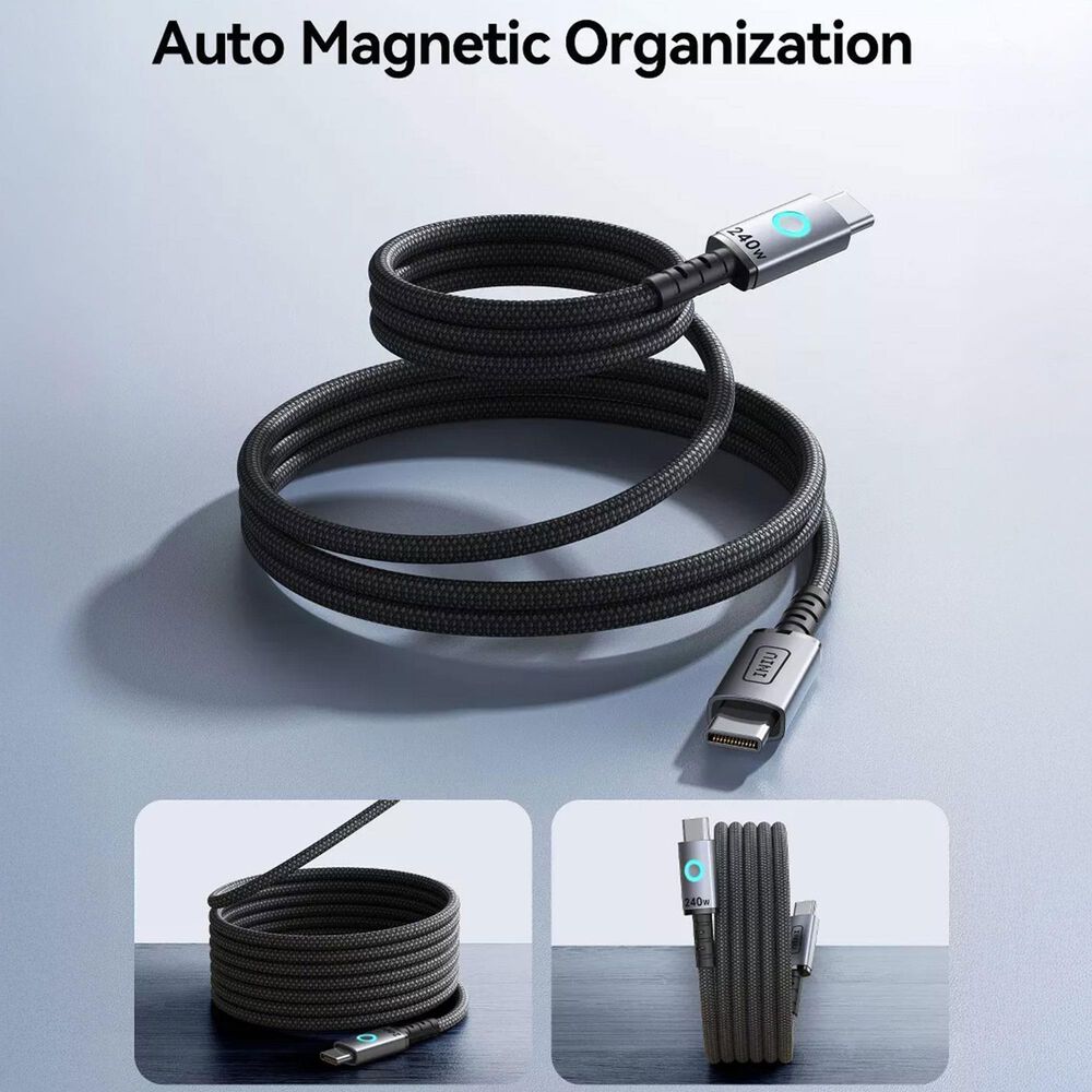 INUI Leopard 240W Magnetic Fast Charging Cable in Black, , large