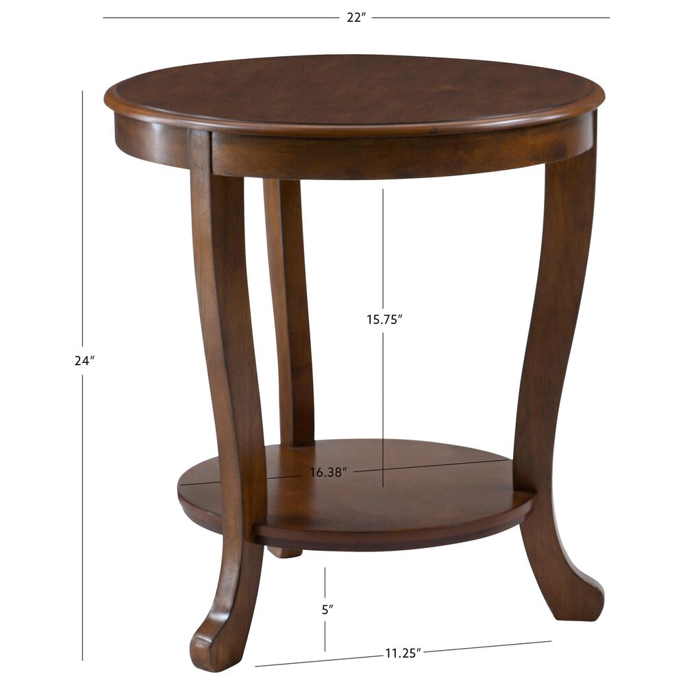 Linon Home Decor Aubert Round Side Table in Hazelnut, , large