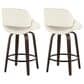 LumiSource Fabrico 26" Swivel Fixed-Height Counter Stool with Cream Noise Fabric Upholstery in Black and Glazed Walnut (Set of 2), , large