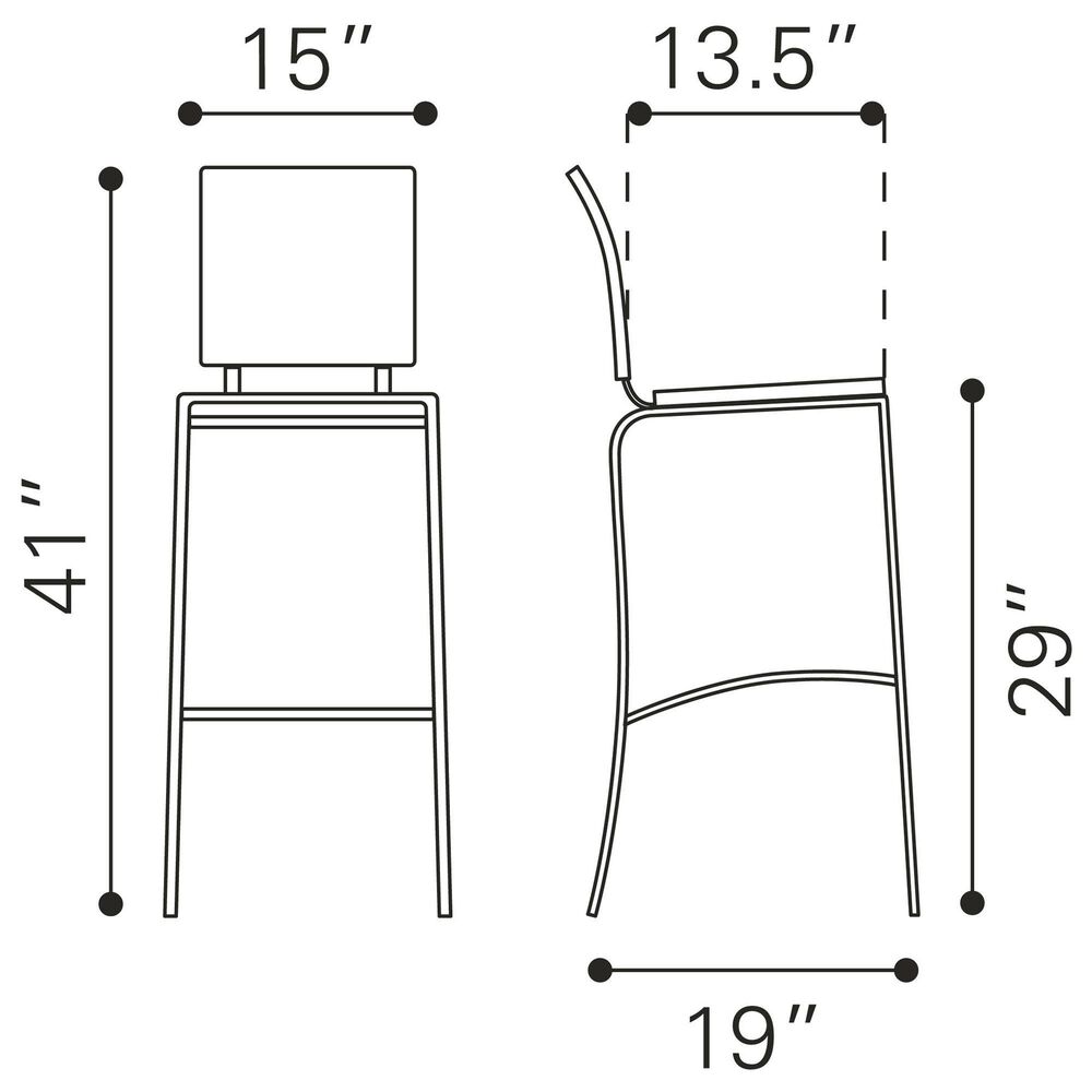 Zuo Modern Criss Cross Bar Stools in White and Silver &#40;Set of 2&#41;, , large