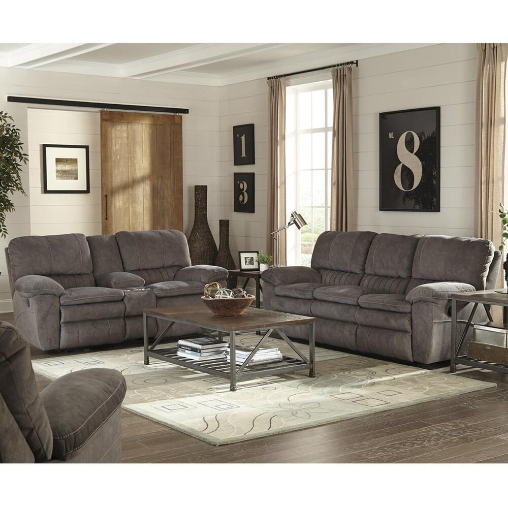 Catnapper Reyes Manual Lay Flat Reclining Console Loveseat in Graphite, , large