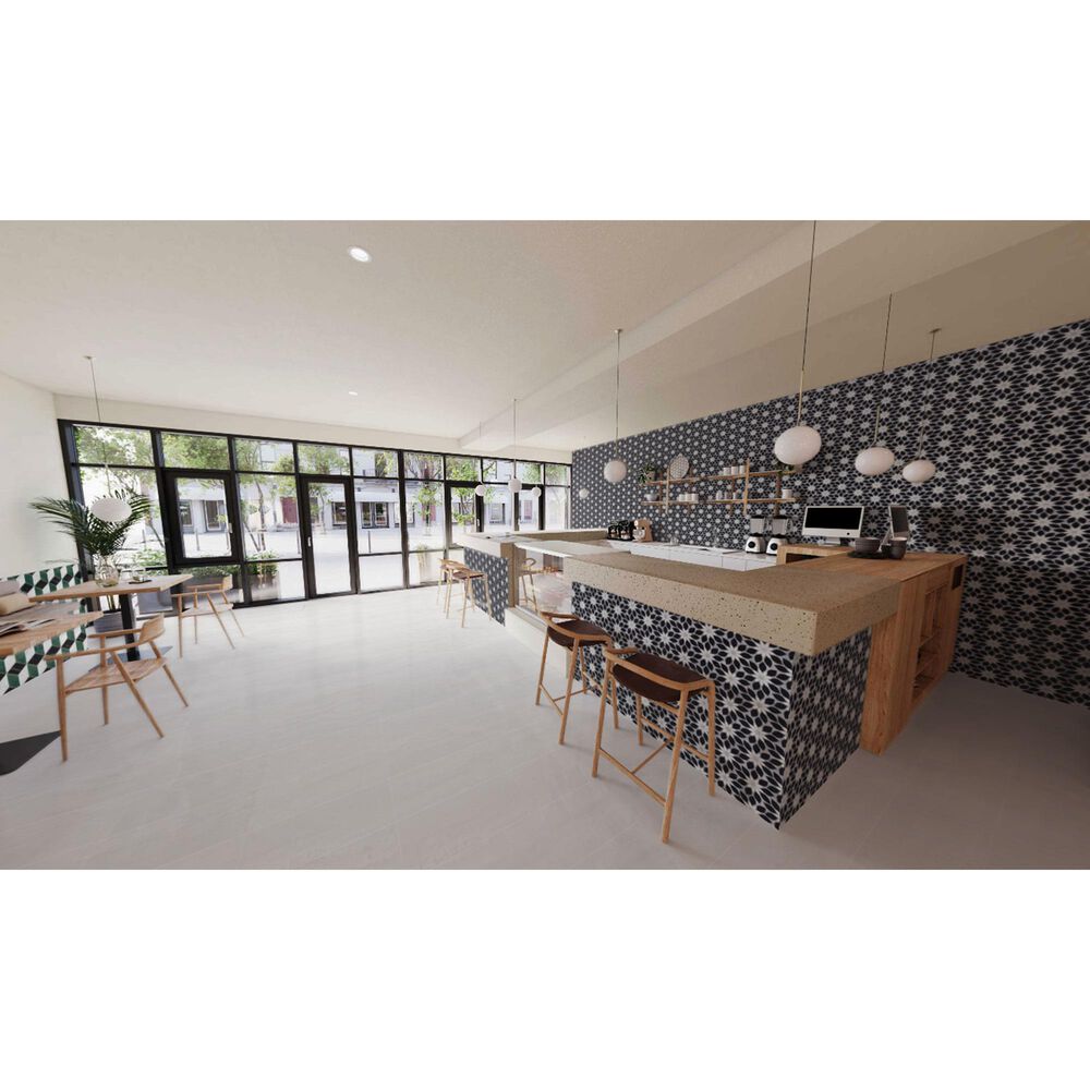 Soho Studio MJ Rain Flower Black Jade and Calacatta 12.4" x 14.13" Marble Mosaic Sheet, , large