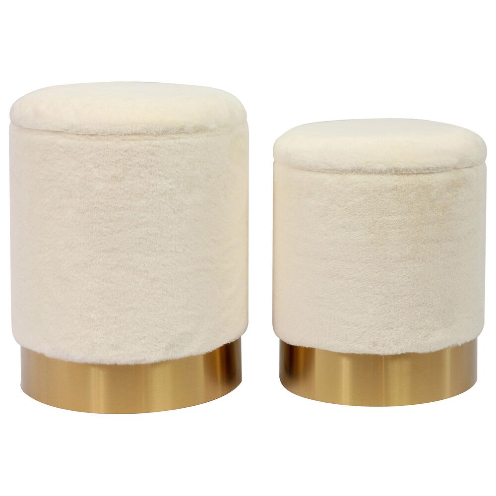Tov Furniture Teddy Storage Ottoman in Off-White &#40;Set of 2&#41;, , large