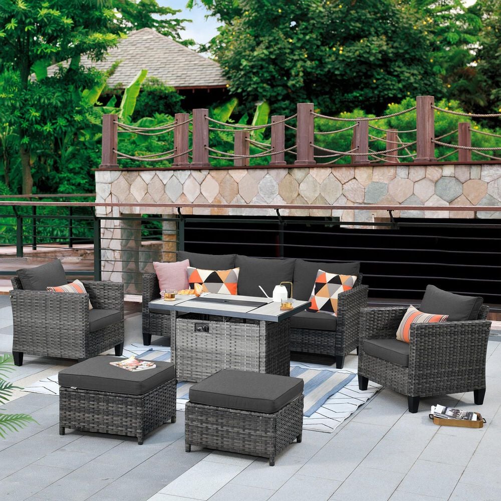 HOMLUX 6-Piece Outdoor Furniture Set in Dark Gray, , large