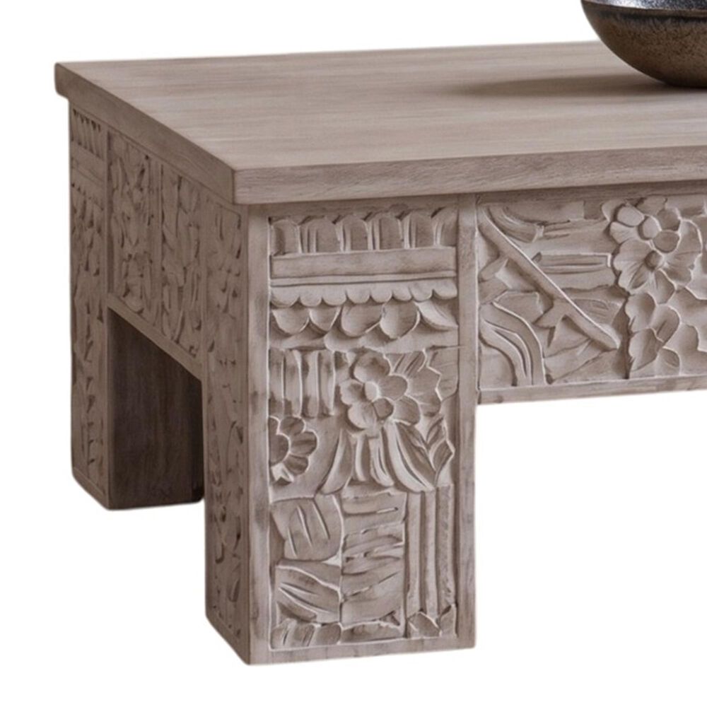 Jaipur Home One of a Kind Meditation Block Print Coffee Table in White, , large