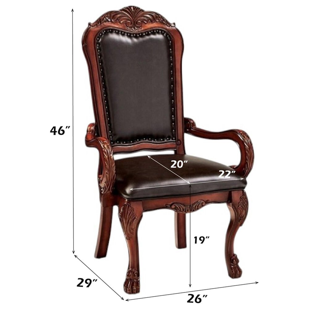 HOMLUX Dresden Arm Chair with Leatherette Upholstery in Cherry Oak (Set of 2), , large