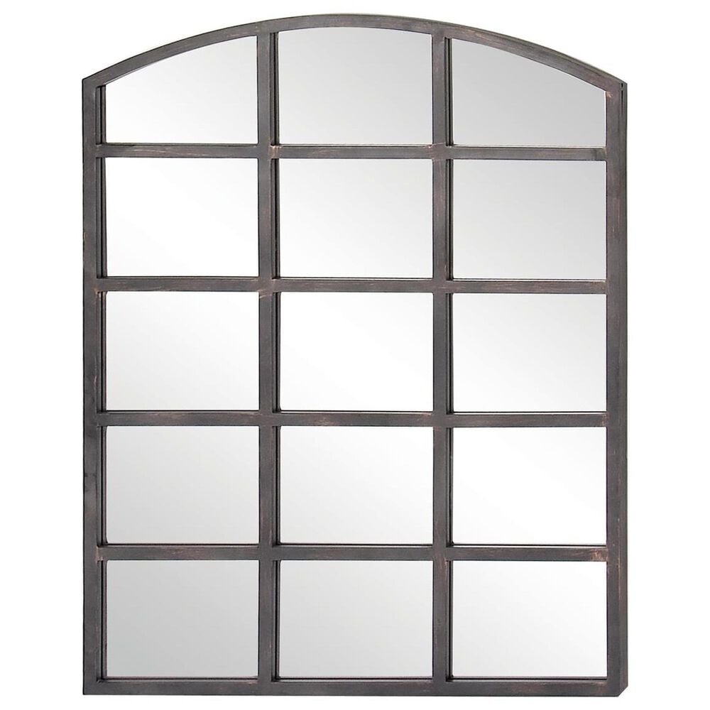 Maple and Jade 40&quot; x 30&quot; Arched Window Pane Wall Mirror in Matte Black, , large