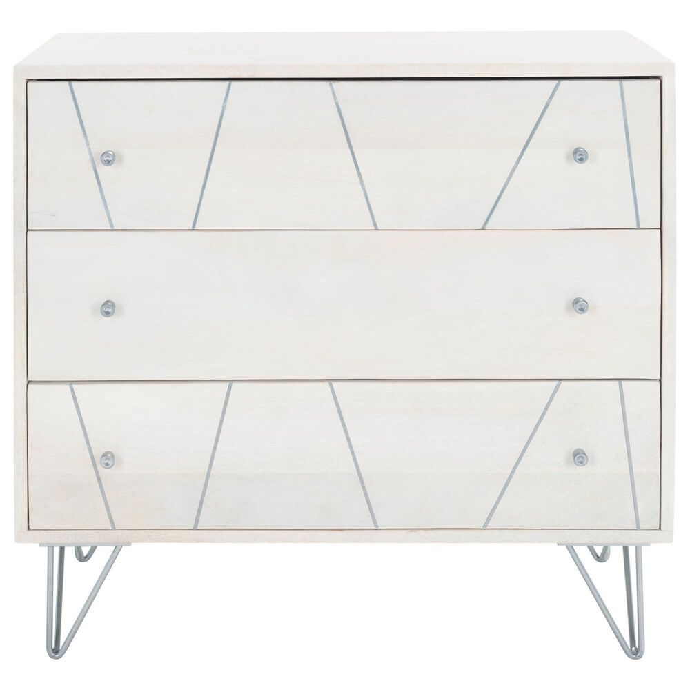 Safavieh Marigold 3 Drawer Chest in White Wash/Silver, , large