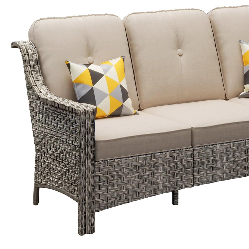 HOMLUX 5-Piece Patio Conversation Set with Two Ottomans in Beige, , large
