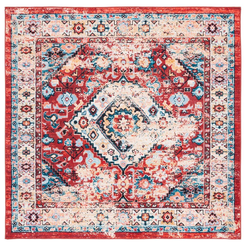 Safavieh Riviera RIV157 6"7" Square Red and Blue Area Rug, , large