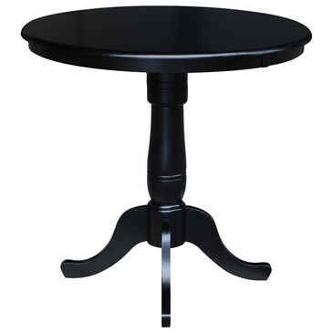 International Concepts 36" Counter Height Round Pedestal Table in Black - Table Only, , large