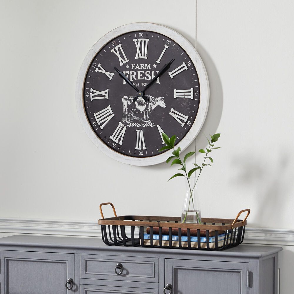 Maple and Jade 24&quot; Wall Clock in White and Black, , large